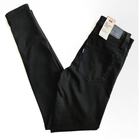 NEW Levi's 720 High Rise Super Skinny Jeans Black Hyperstretch 25x32 - Picture 3 of 9